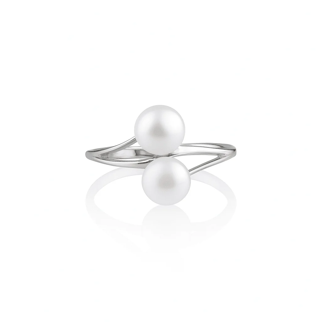 2 way silver pearl ring