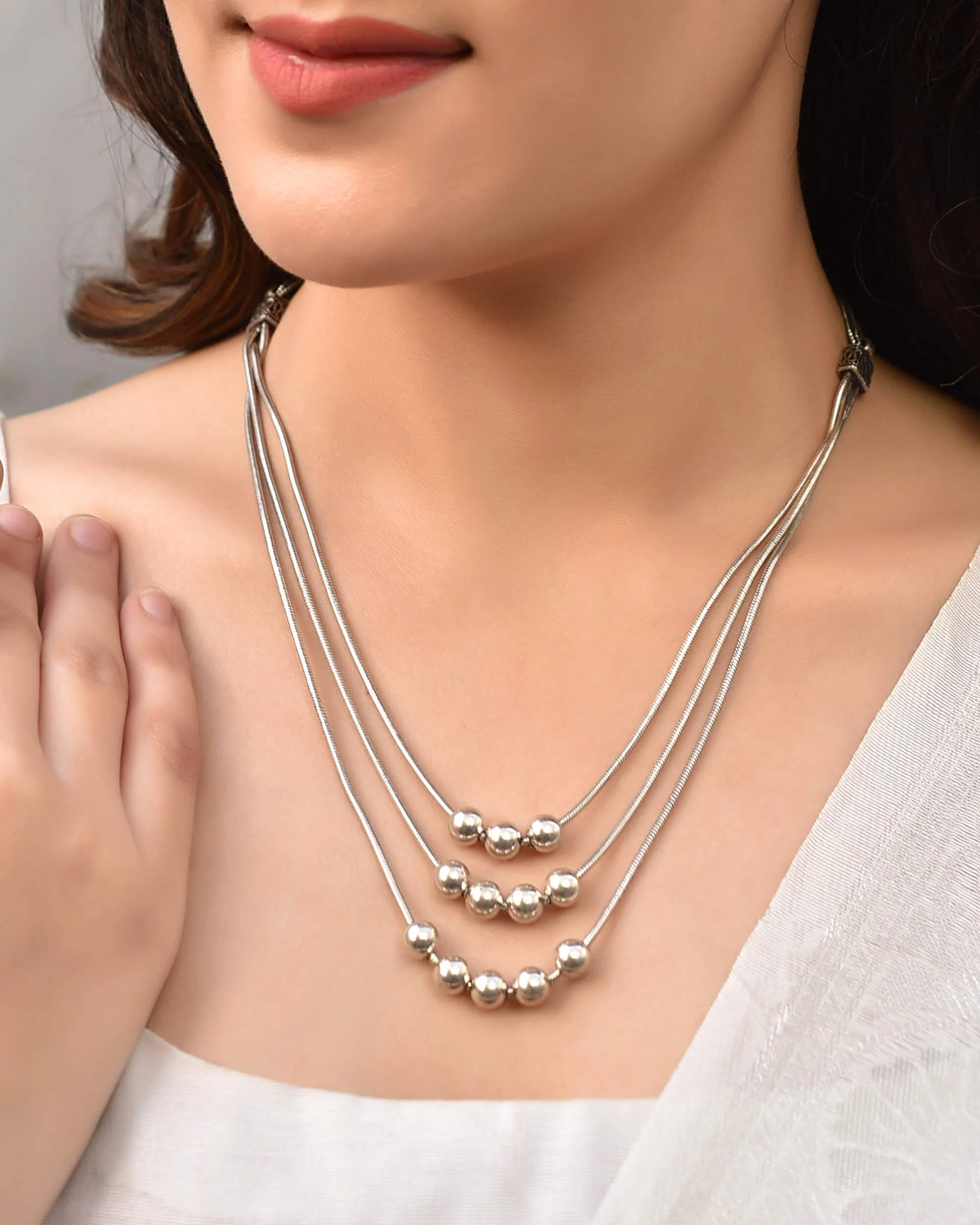 3 Line Silver Necklace - Image 2
