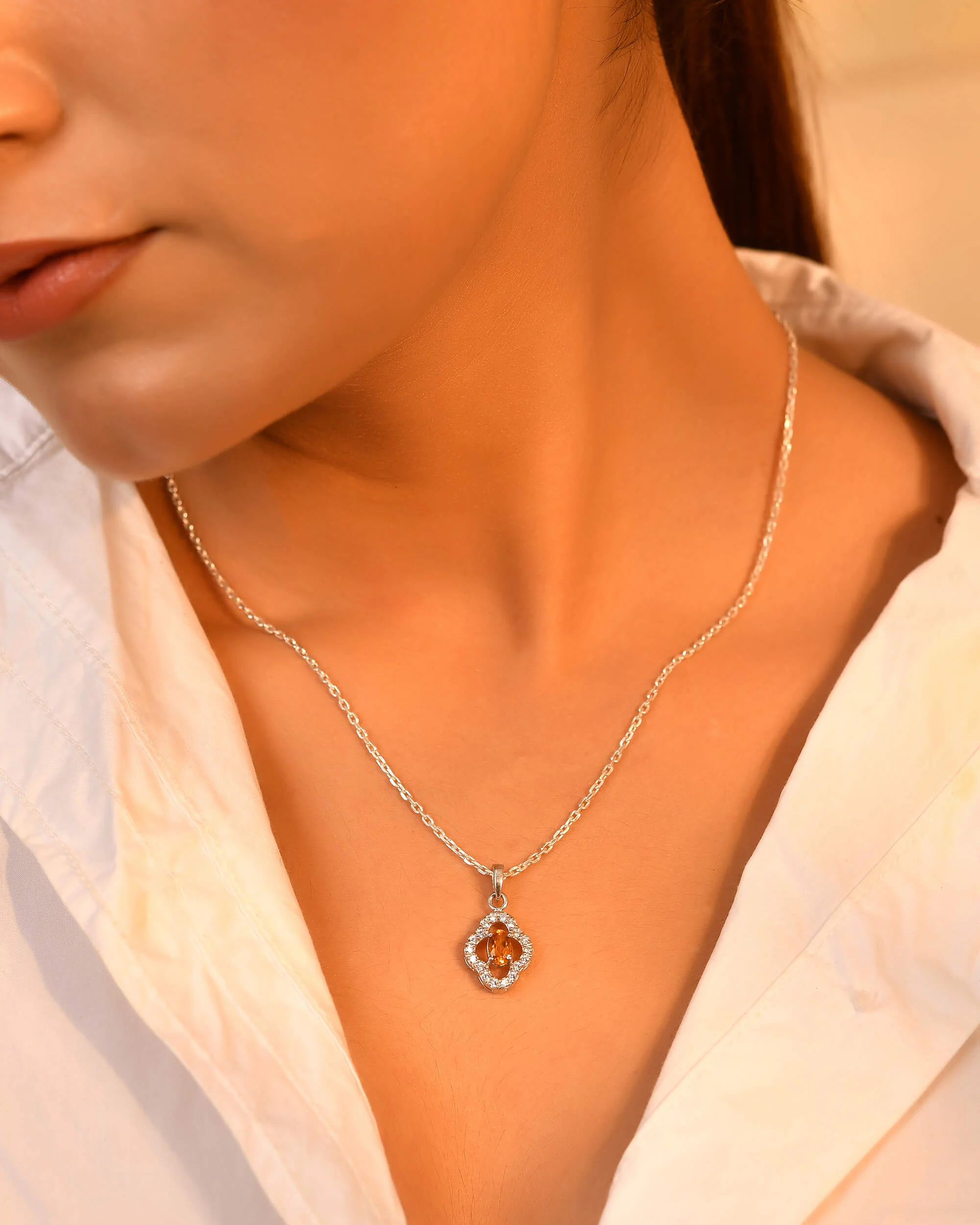 Amber Spark Silver Pendant - Image 3