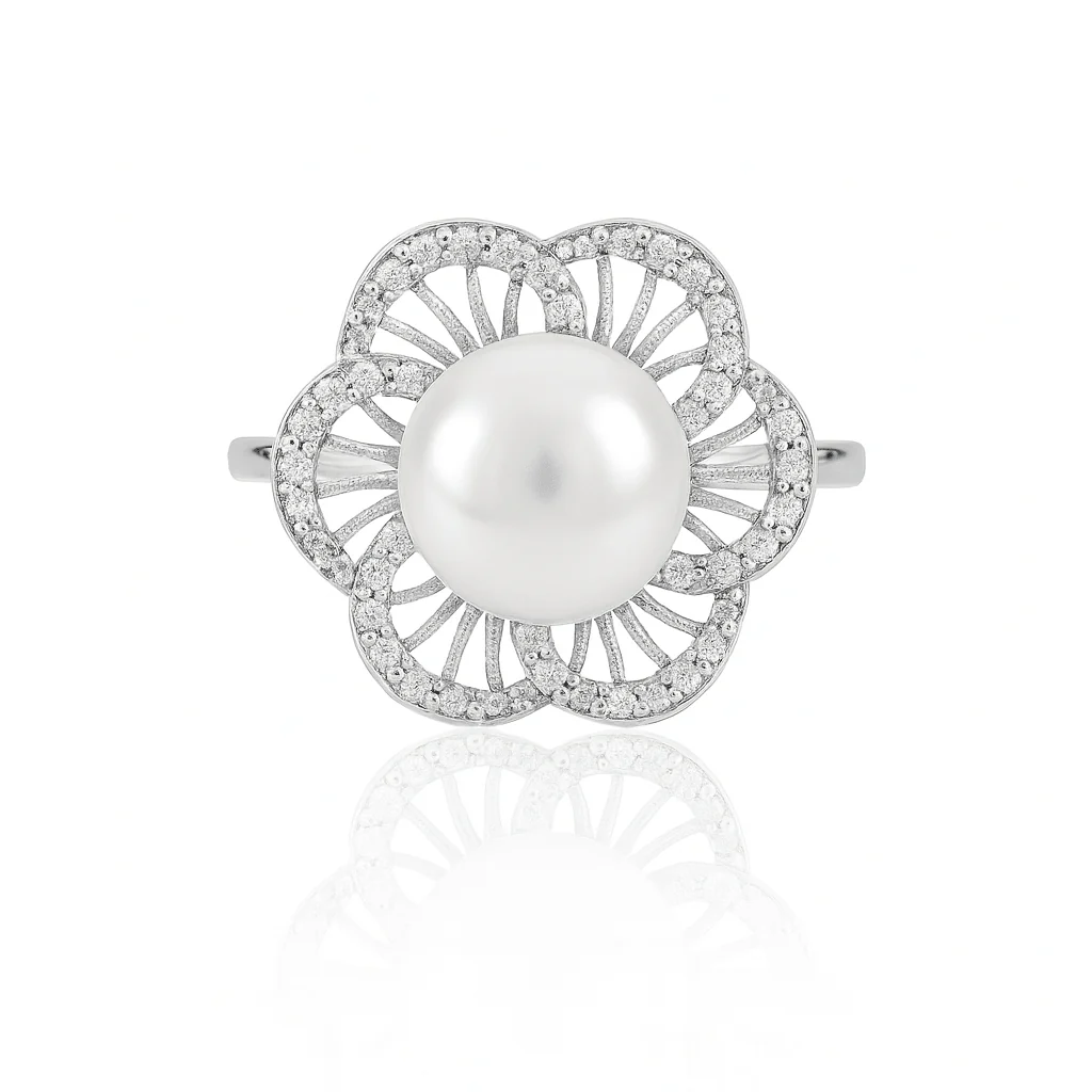 Ameera silver pearl ring