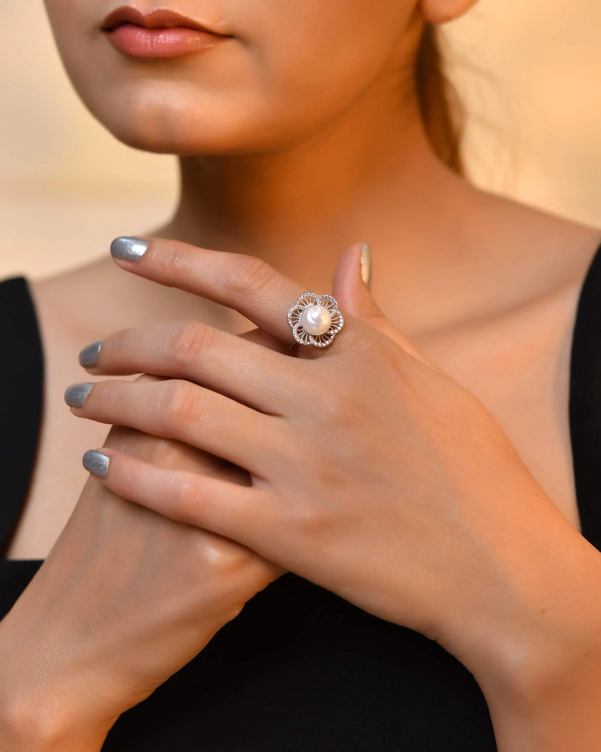 Ameera silver pearl ring - Image 2