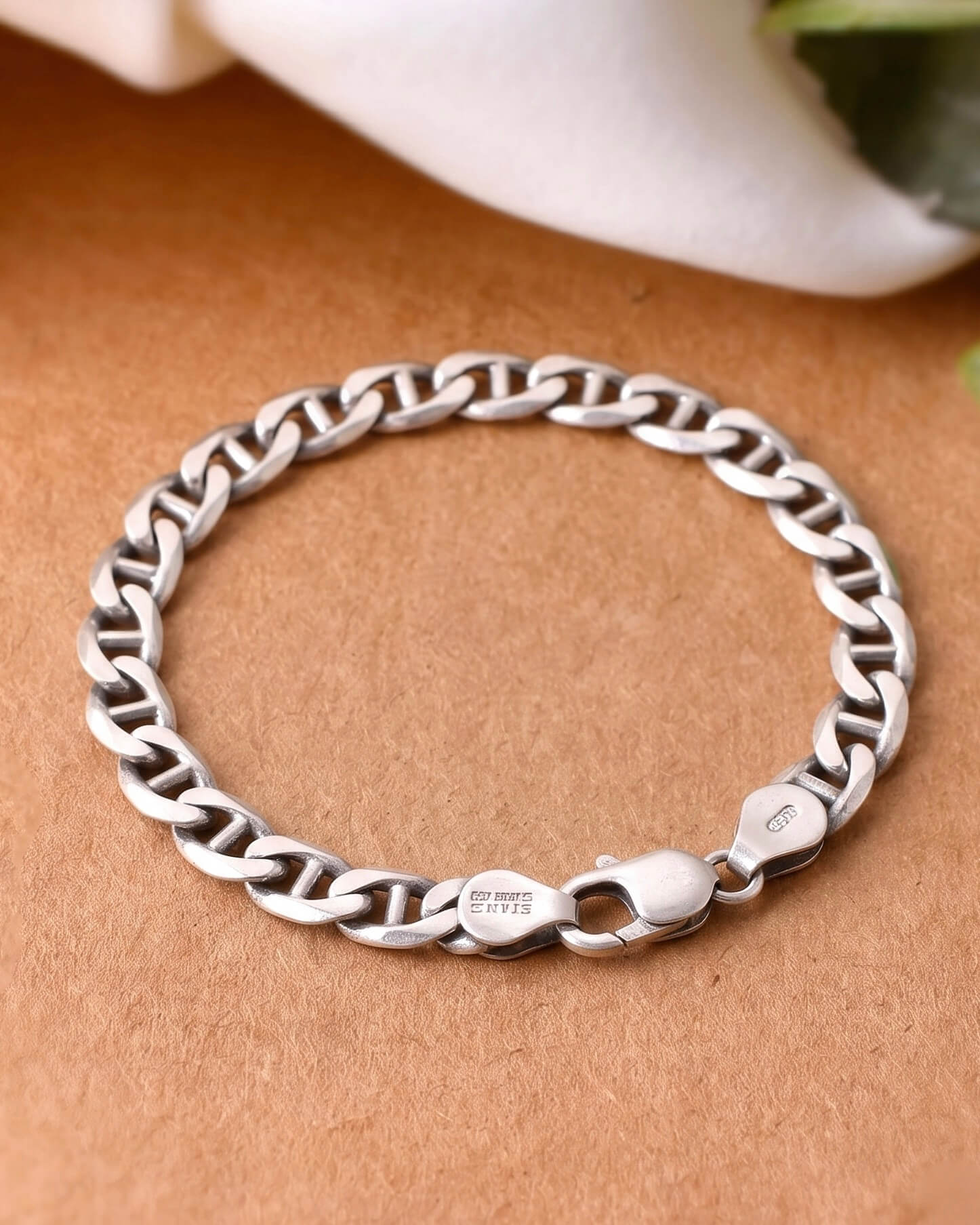 Anchor Link Chain Silver Bracelet