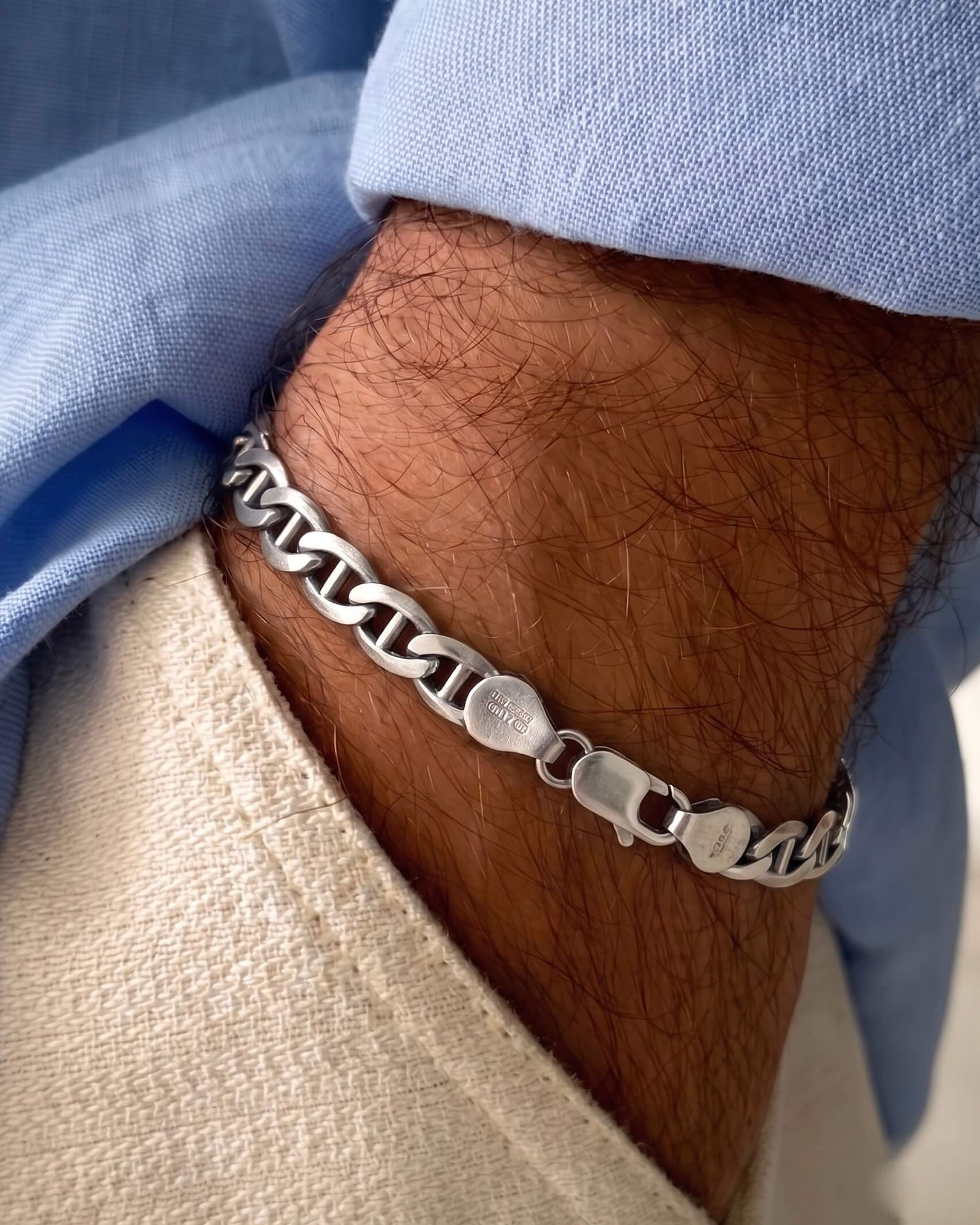 Anchor Link Chain Silver Bracelet - Image 2