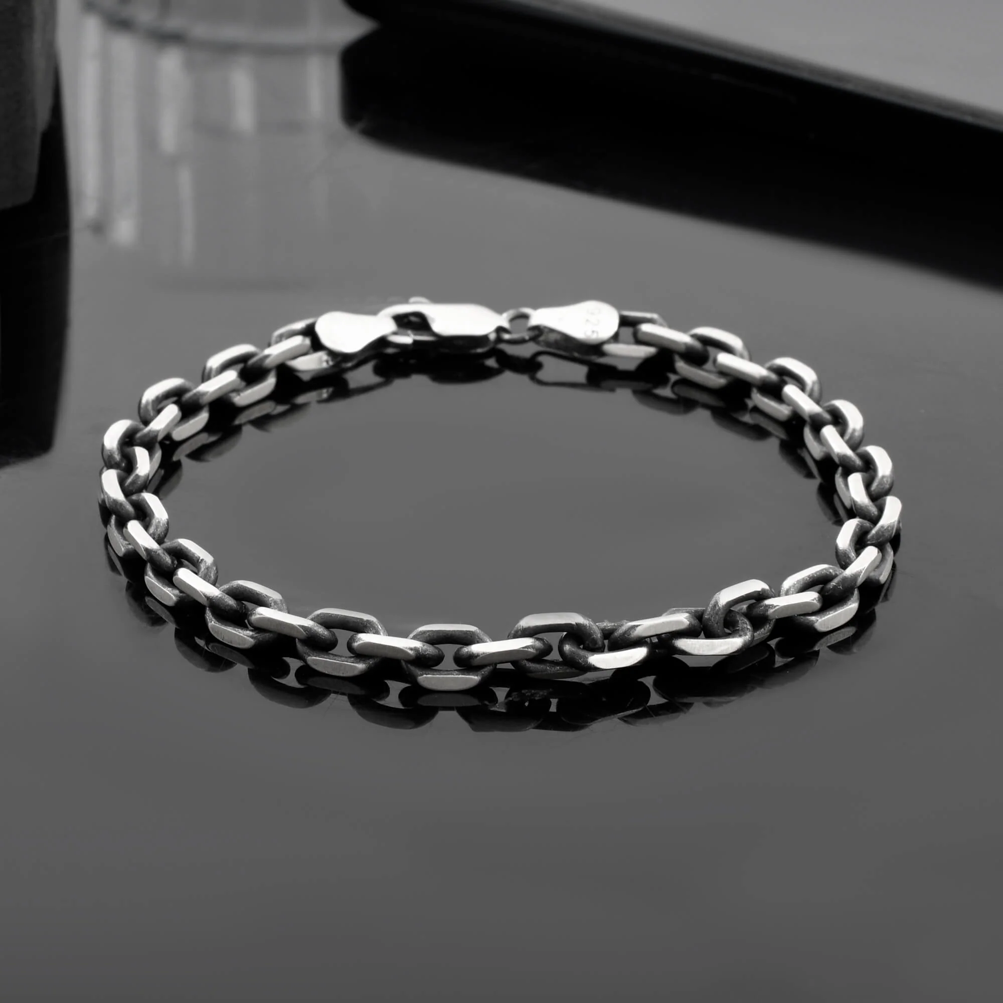 Arc link silver bracelet