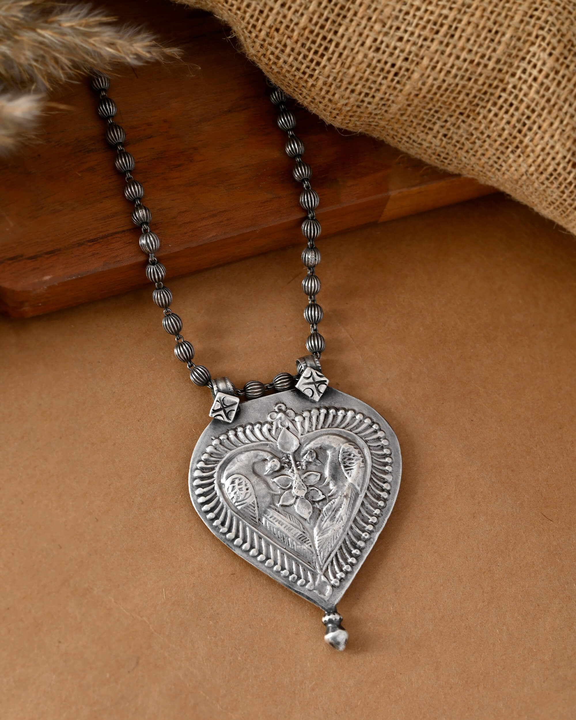 Bhavya Vintage Silver Necklace