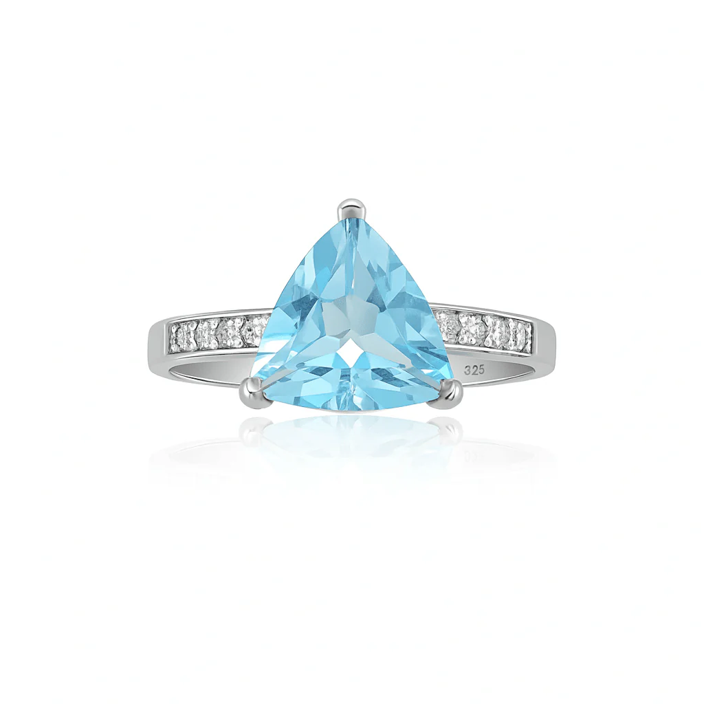 Blue topaz tri Silver ring