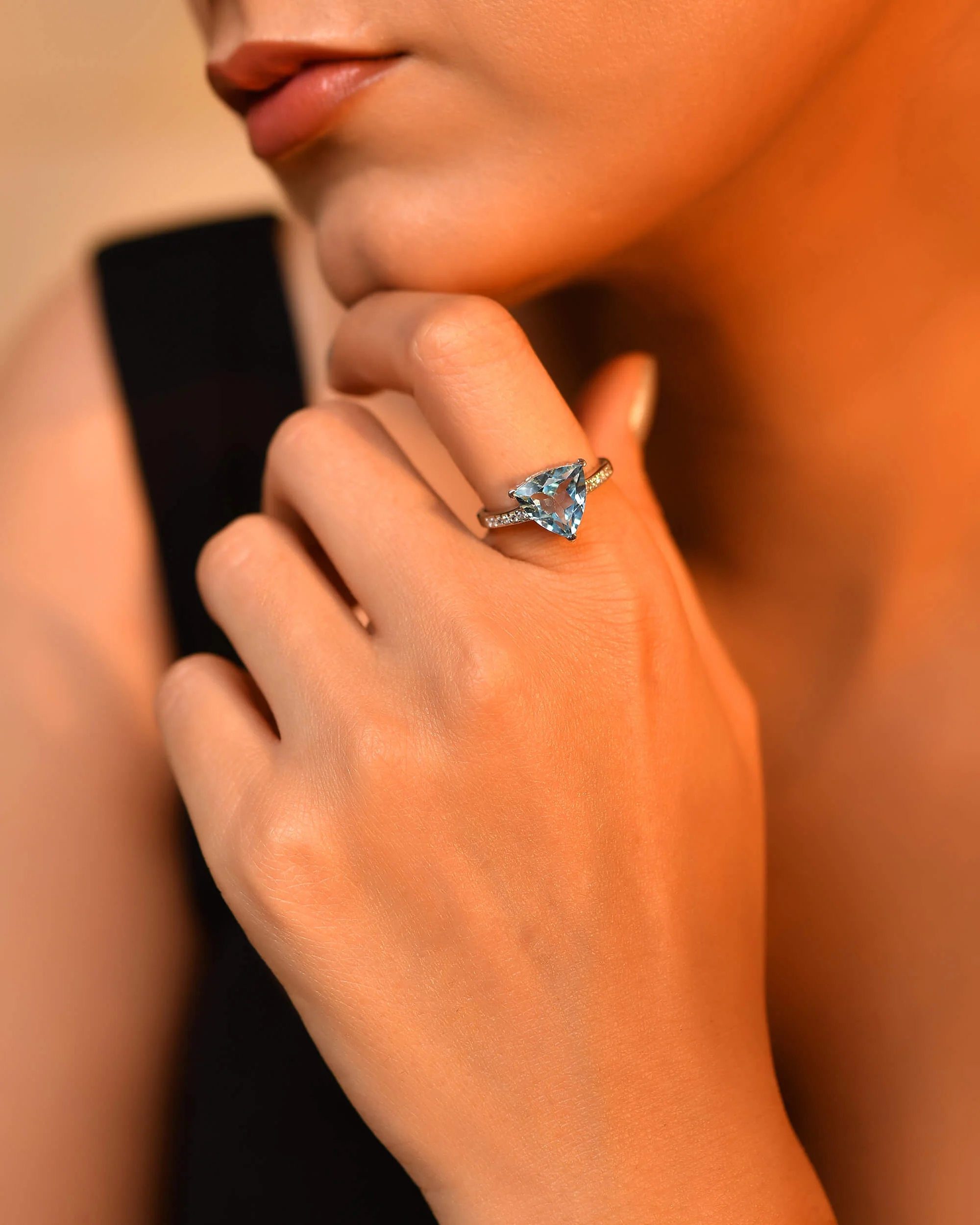 Blue topaz tri Silver ring - Image 2