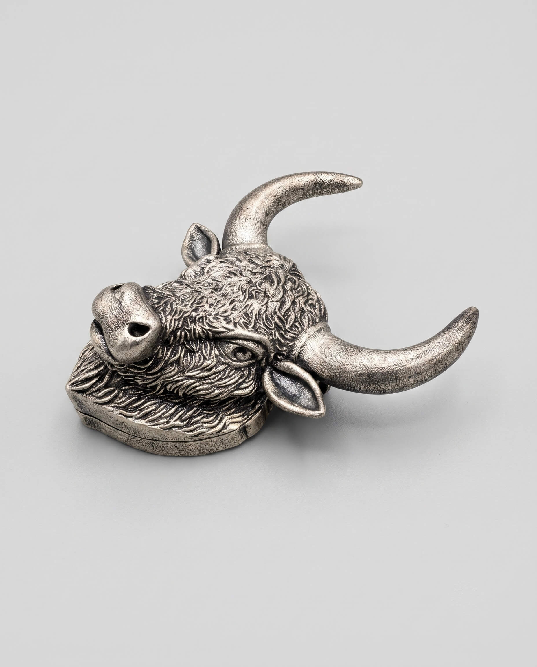 Bull Head Silver Brooch - Image 3