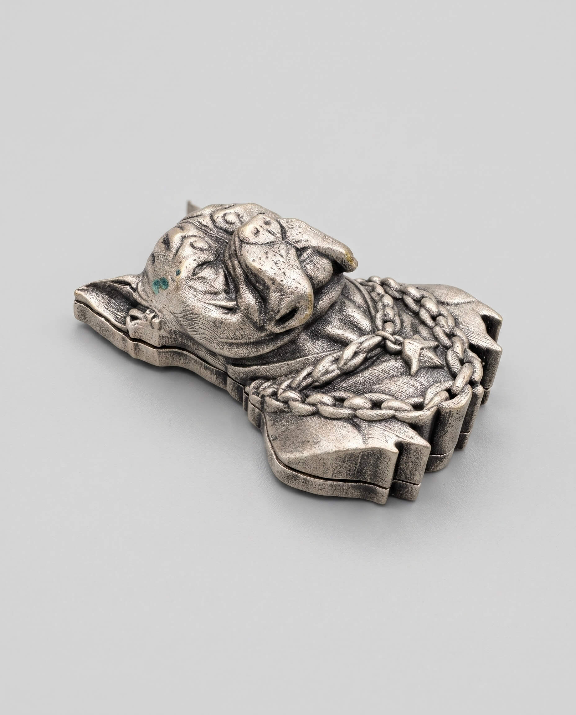 Bulldog Chain Silver Brooch - Image 3