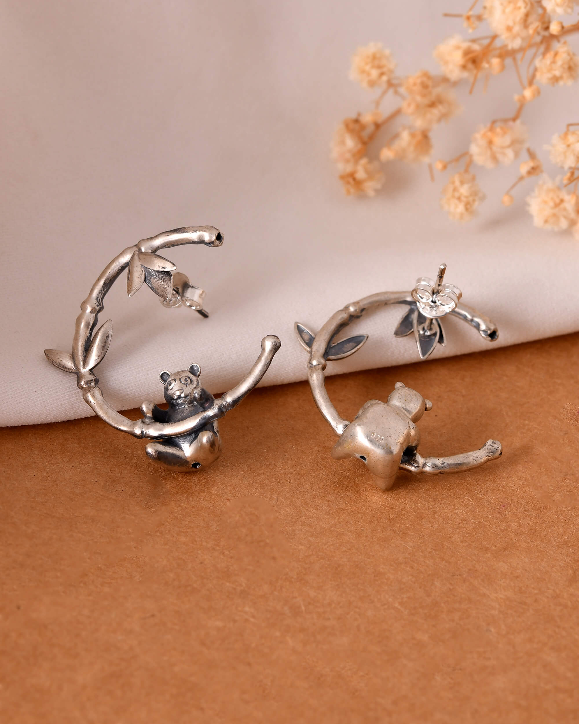 Cute Panda silver earrings - Image 3