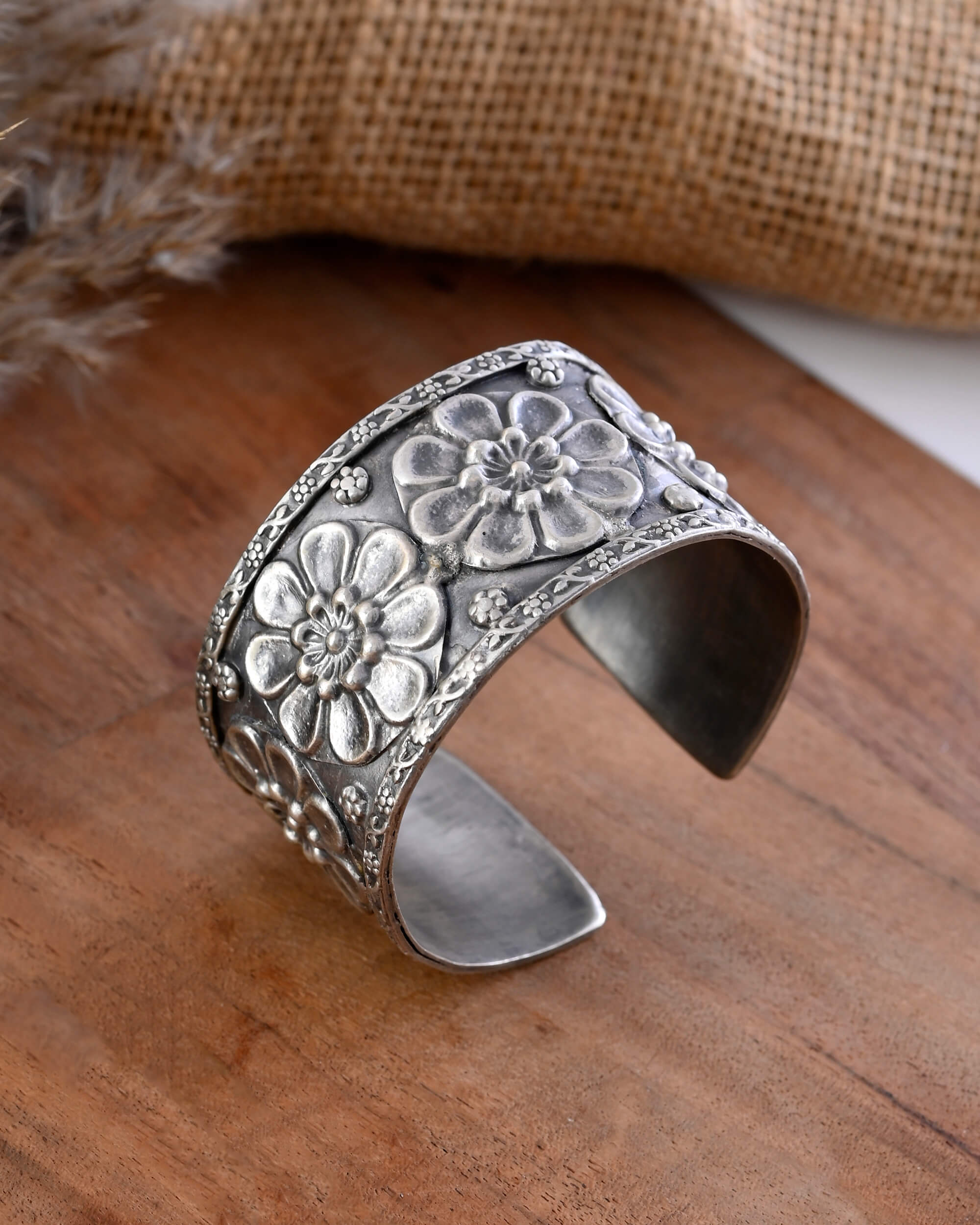 Deepika Silver Bangle Cuff