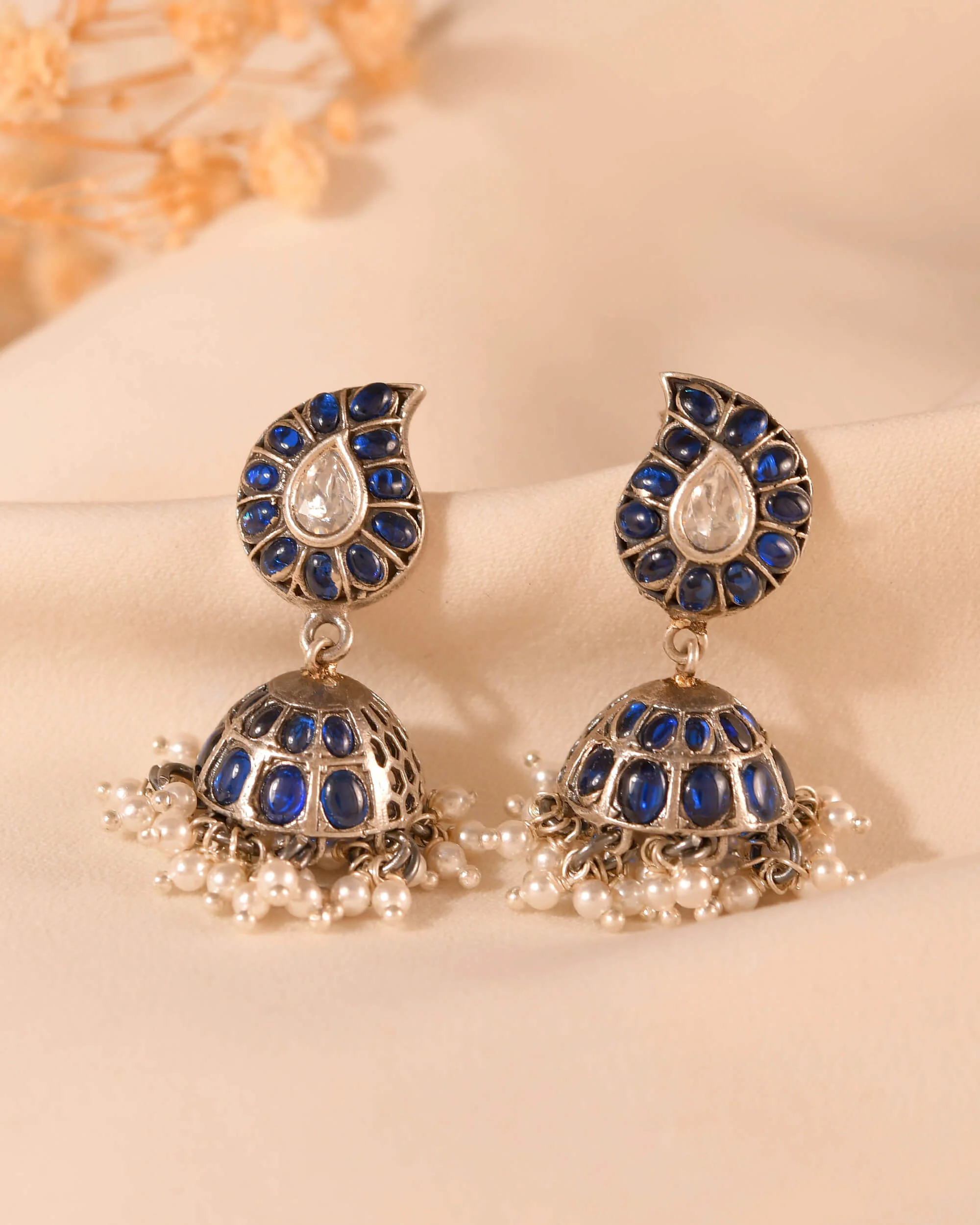 Dhwani Haar Silver Jhumki Earrings - Image 2