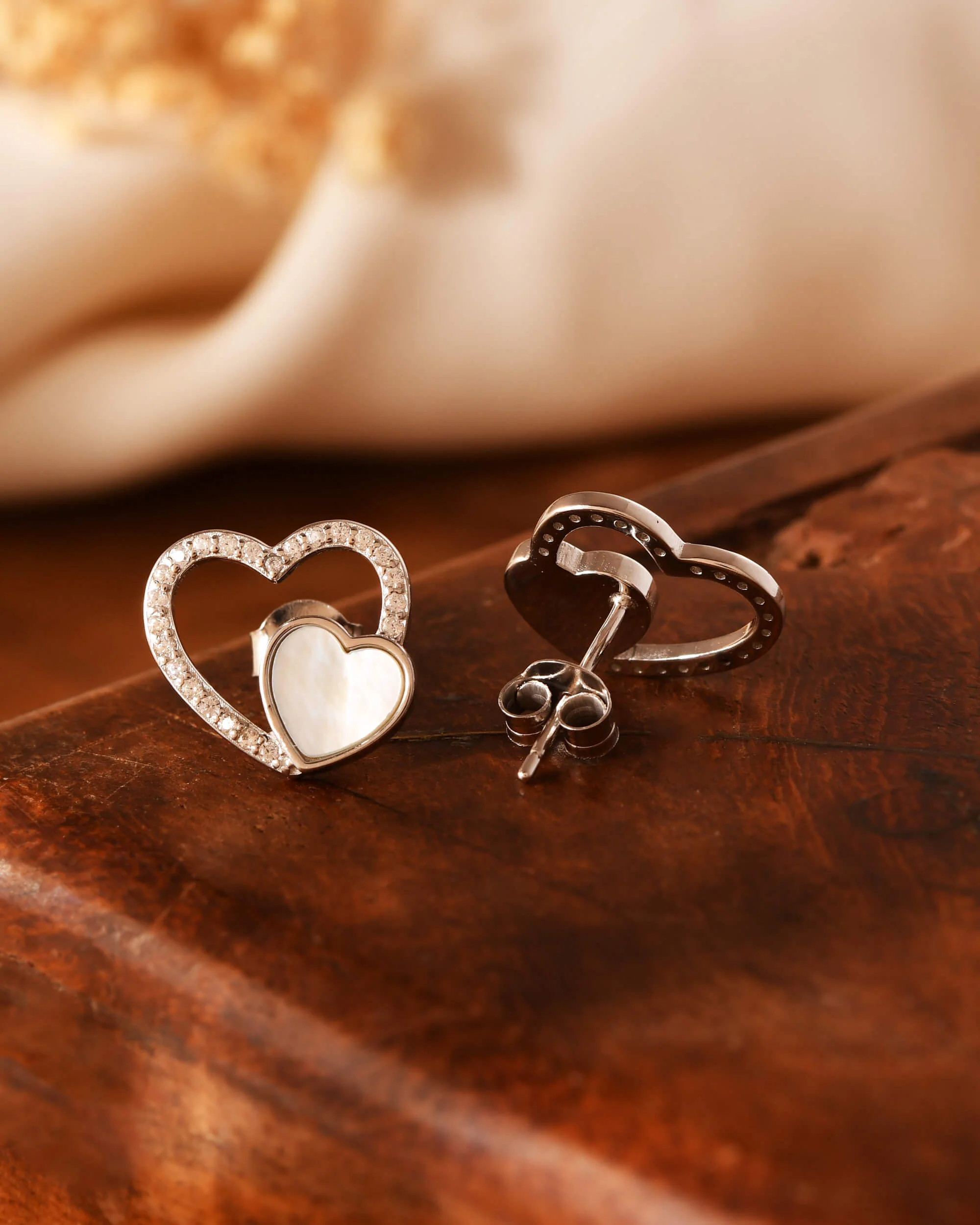 Double Heart Stud Earrings - Image 3