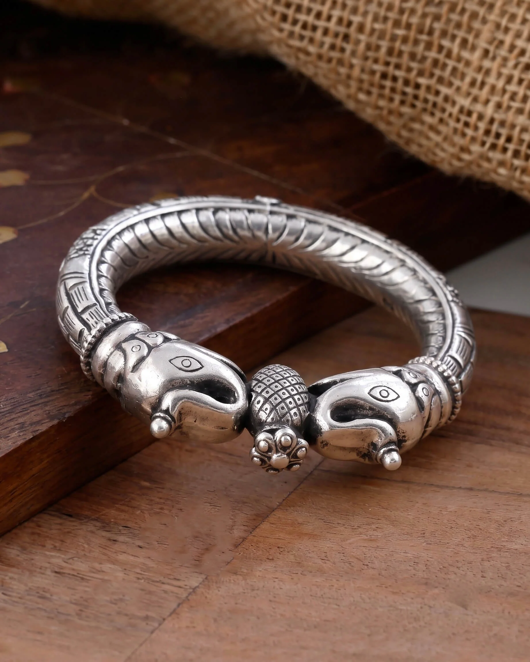 Elephant Silver Bangle