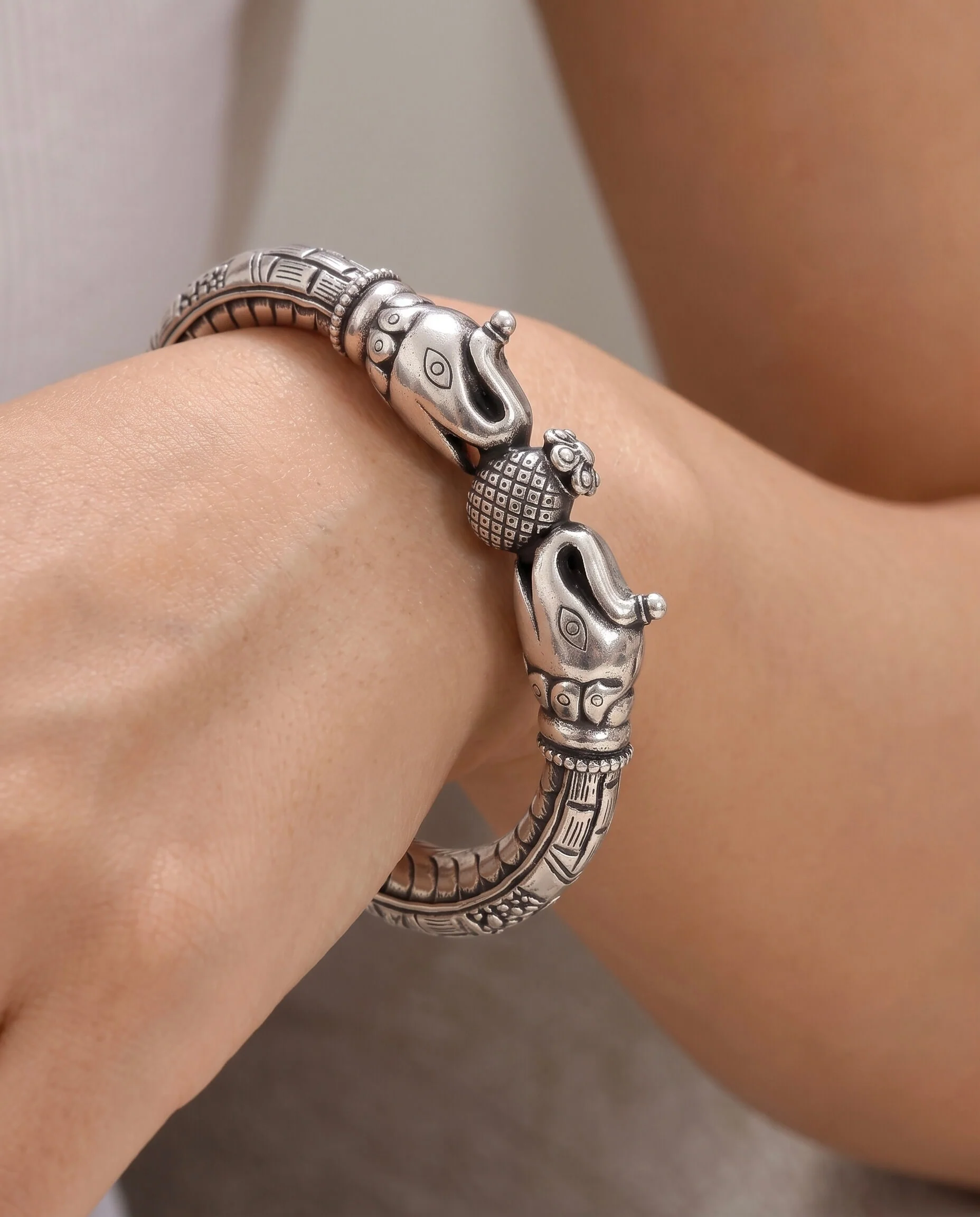 Elephant Silver Bangle - Image 2
