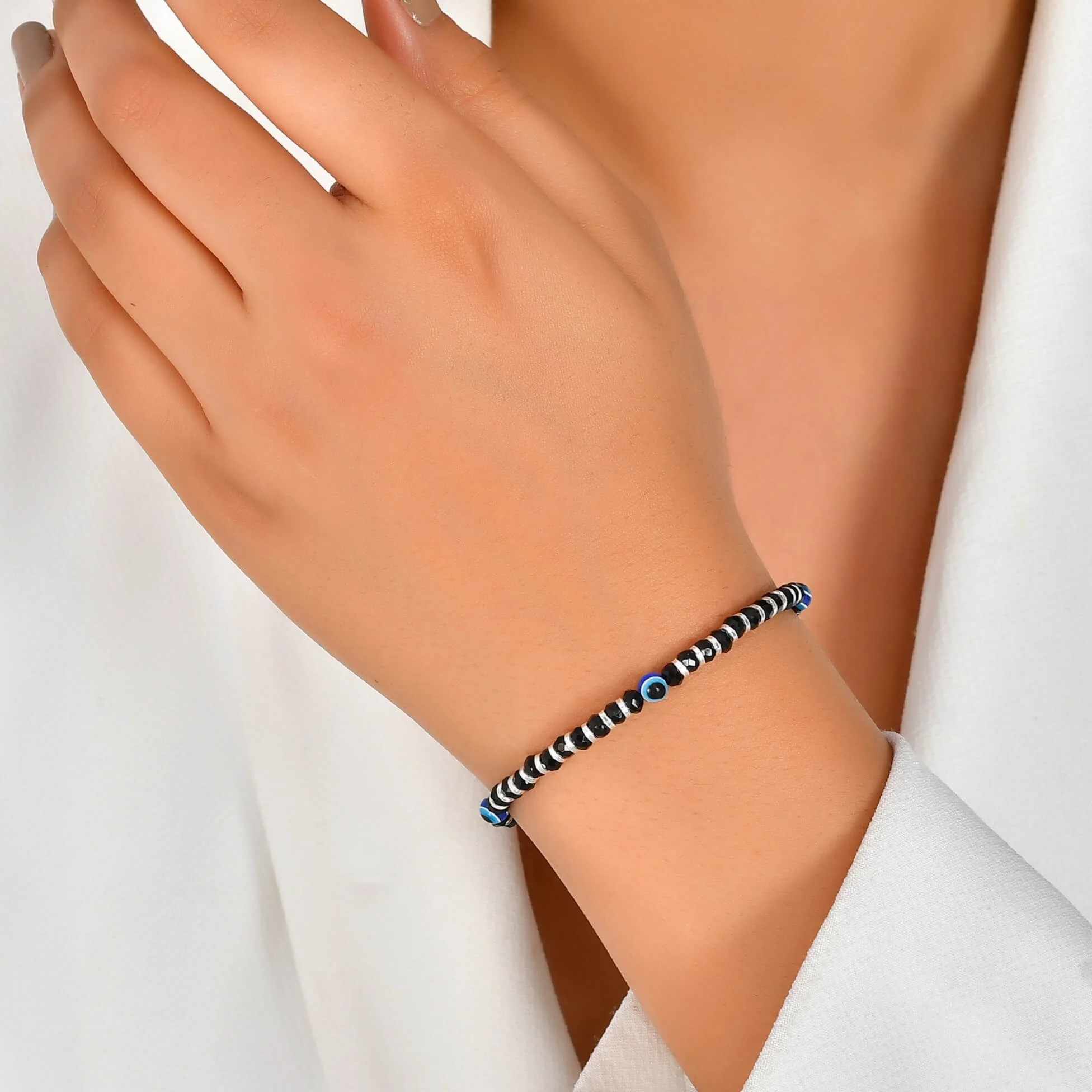 Evil Eye with black beads bracelet