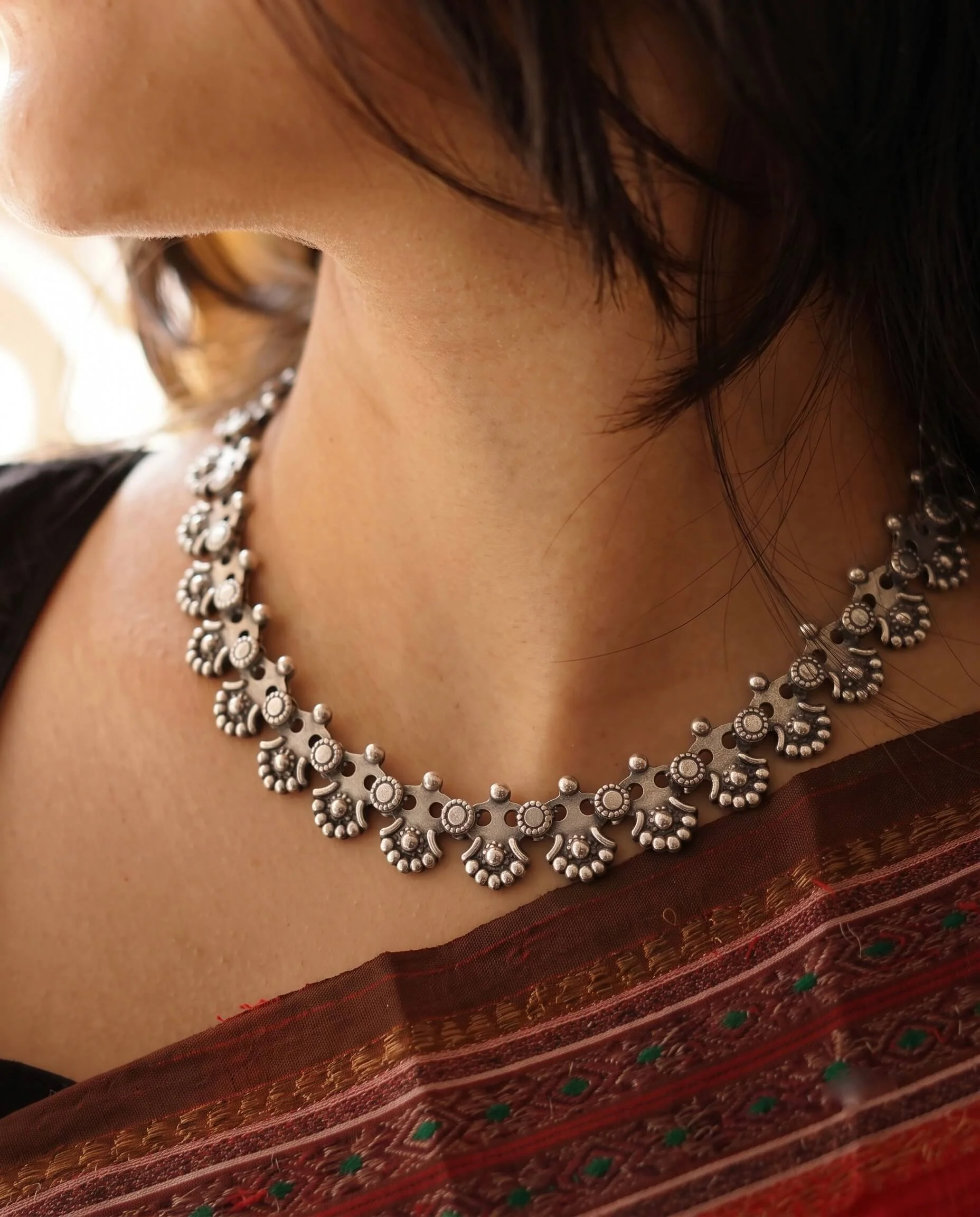 Floral Silver Chain Necklace