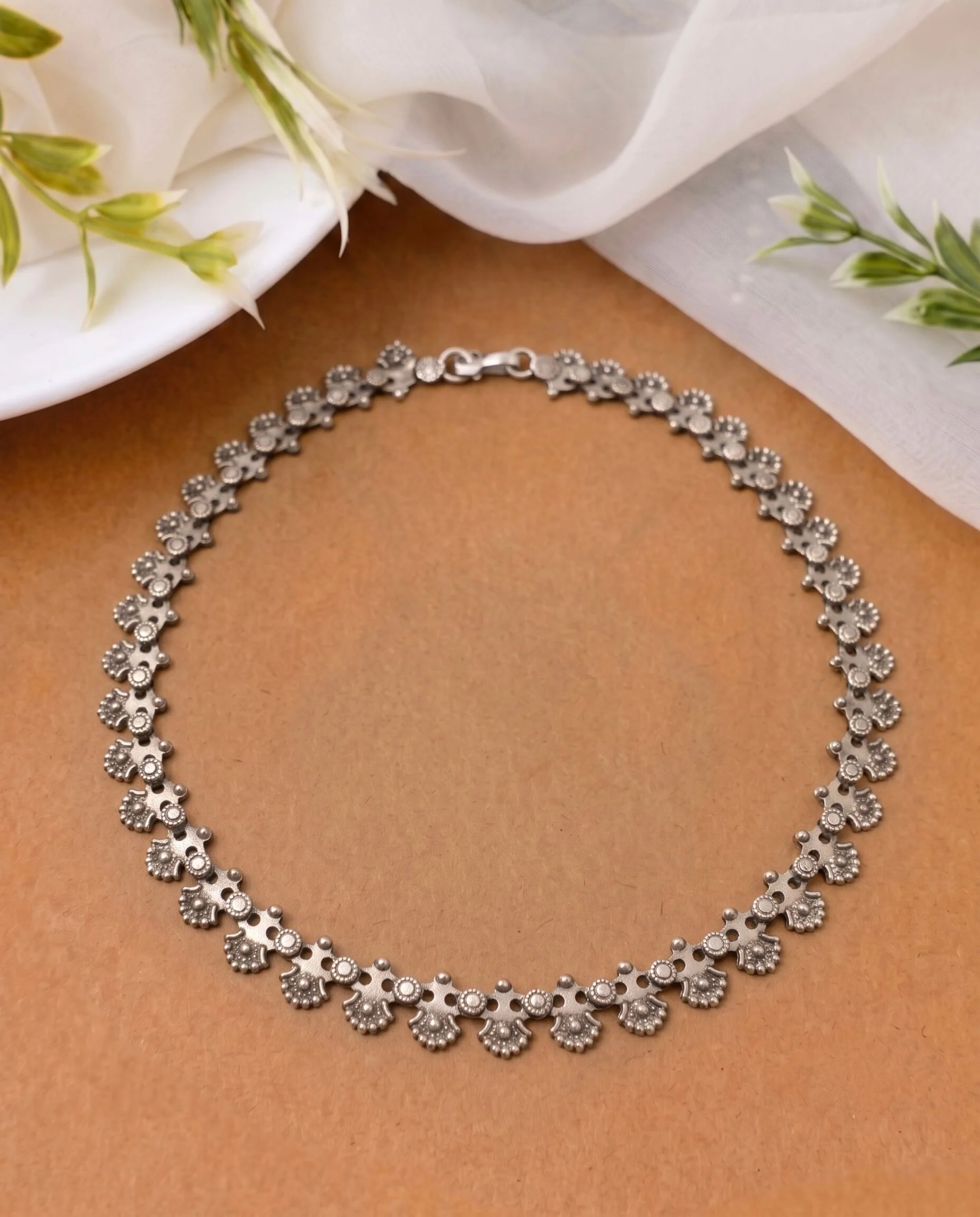 Floral Silver Chain Necklace - Image 2