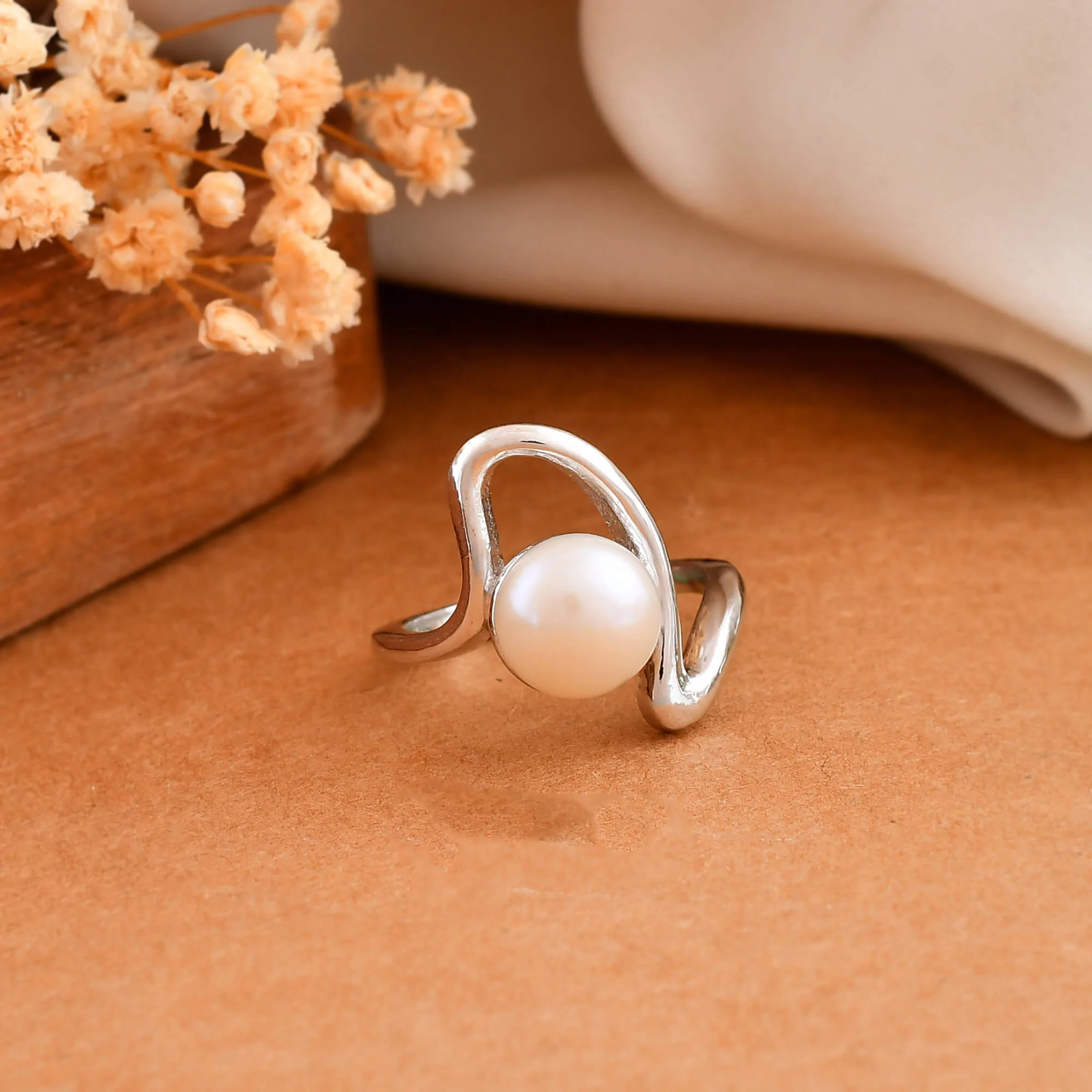 Gama silver ring with pearl - Image 3