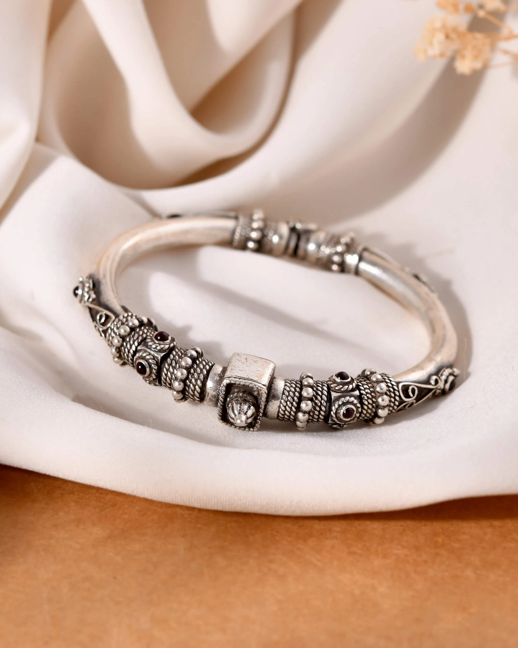 Garnet Beads Tribal Bangle