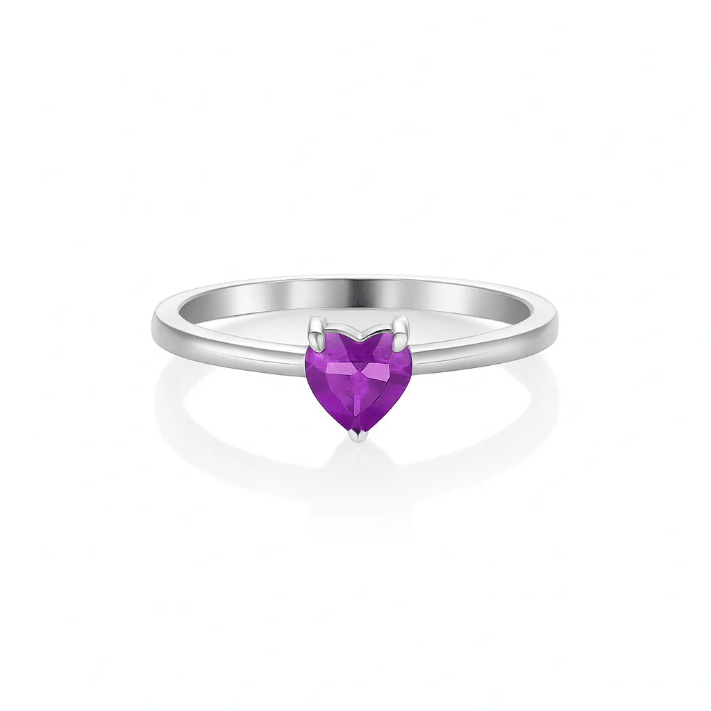 Heart Amethyst Silver ring