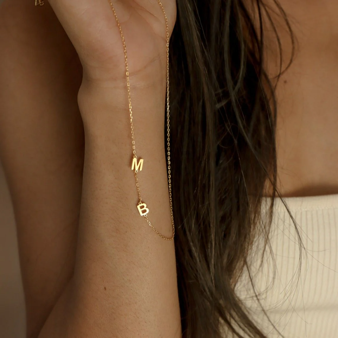 Initial Side Letter Necklace - Image 3