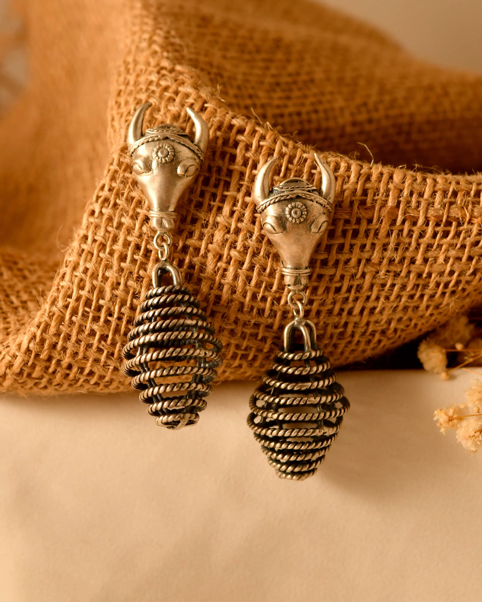 Kamdhenu silver earrings - Image 3