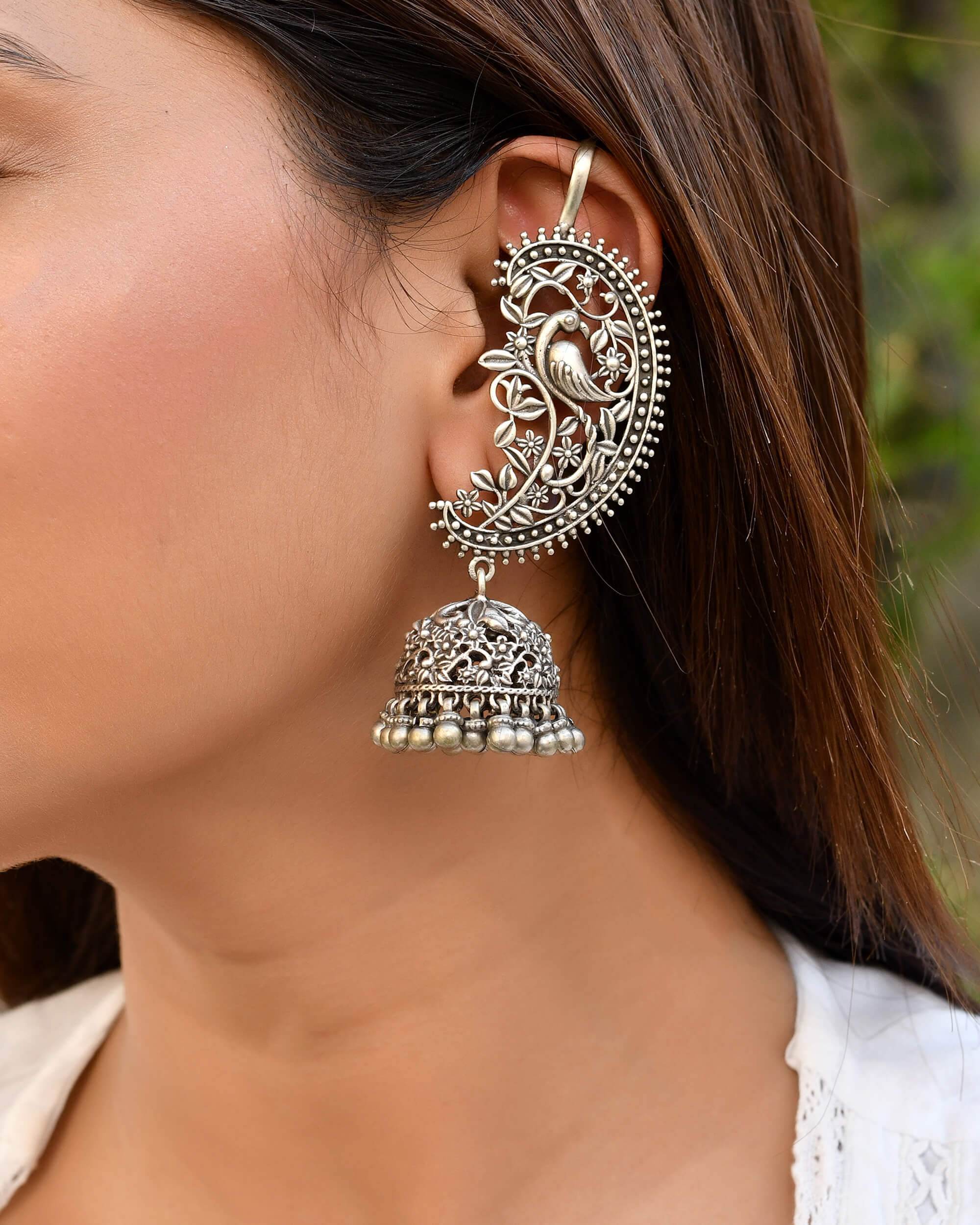 Karnfool Silver Jhumki - Image 2