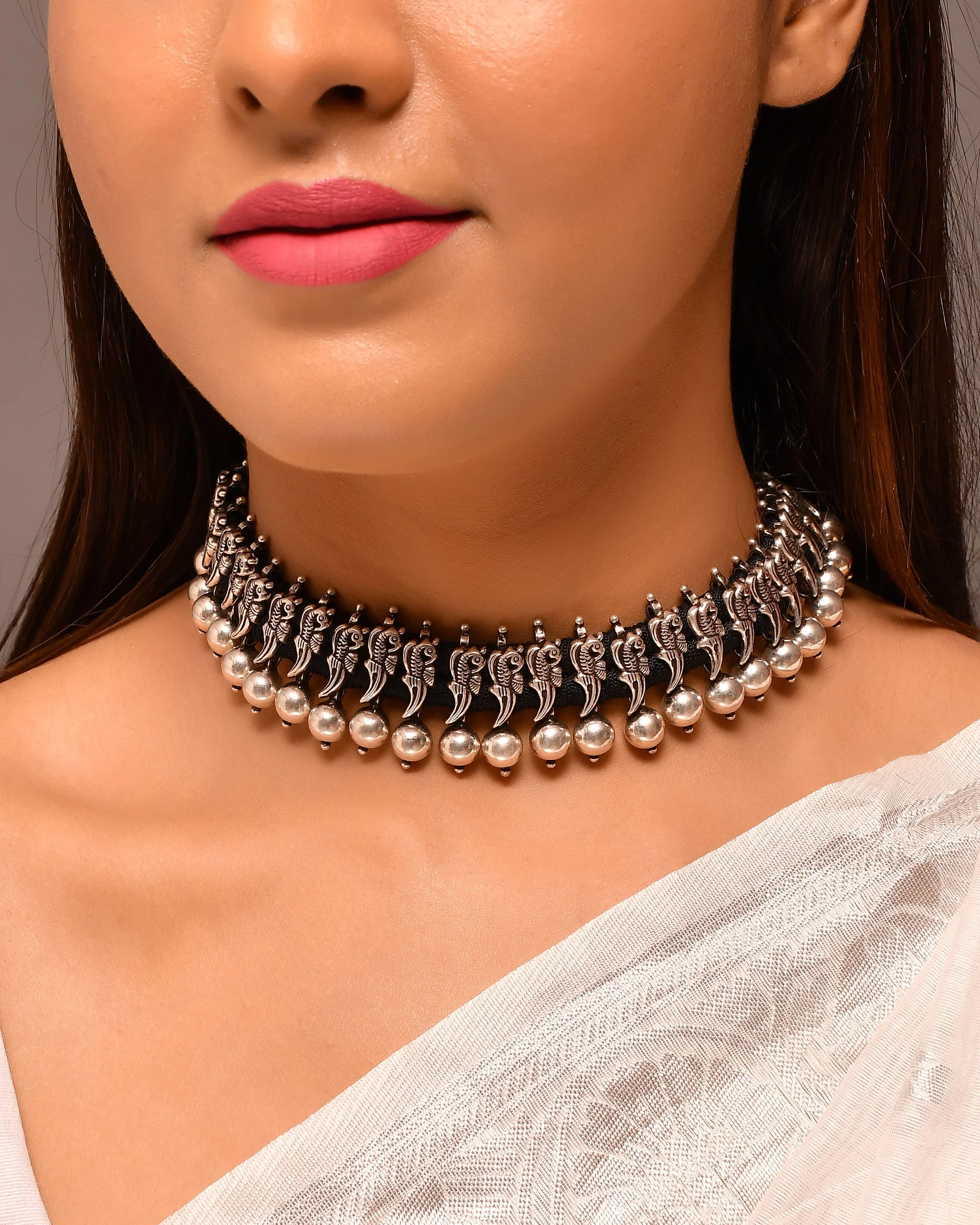 Mayoor silver necklace
