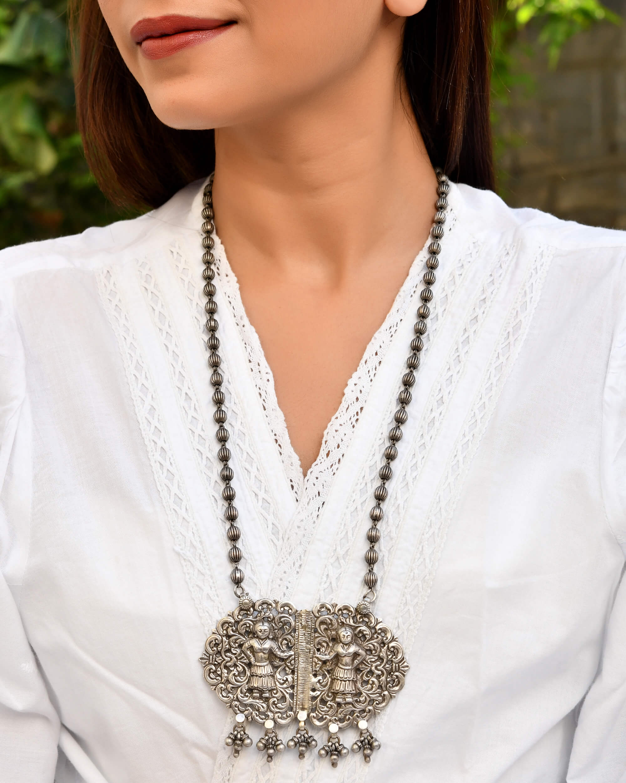 Mehreen Ethnic Silver Necklace - Image 2