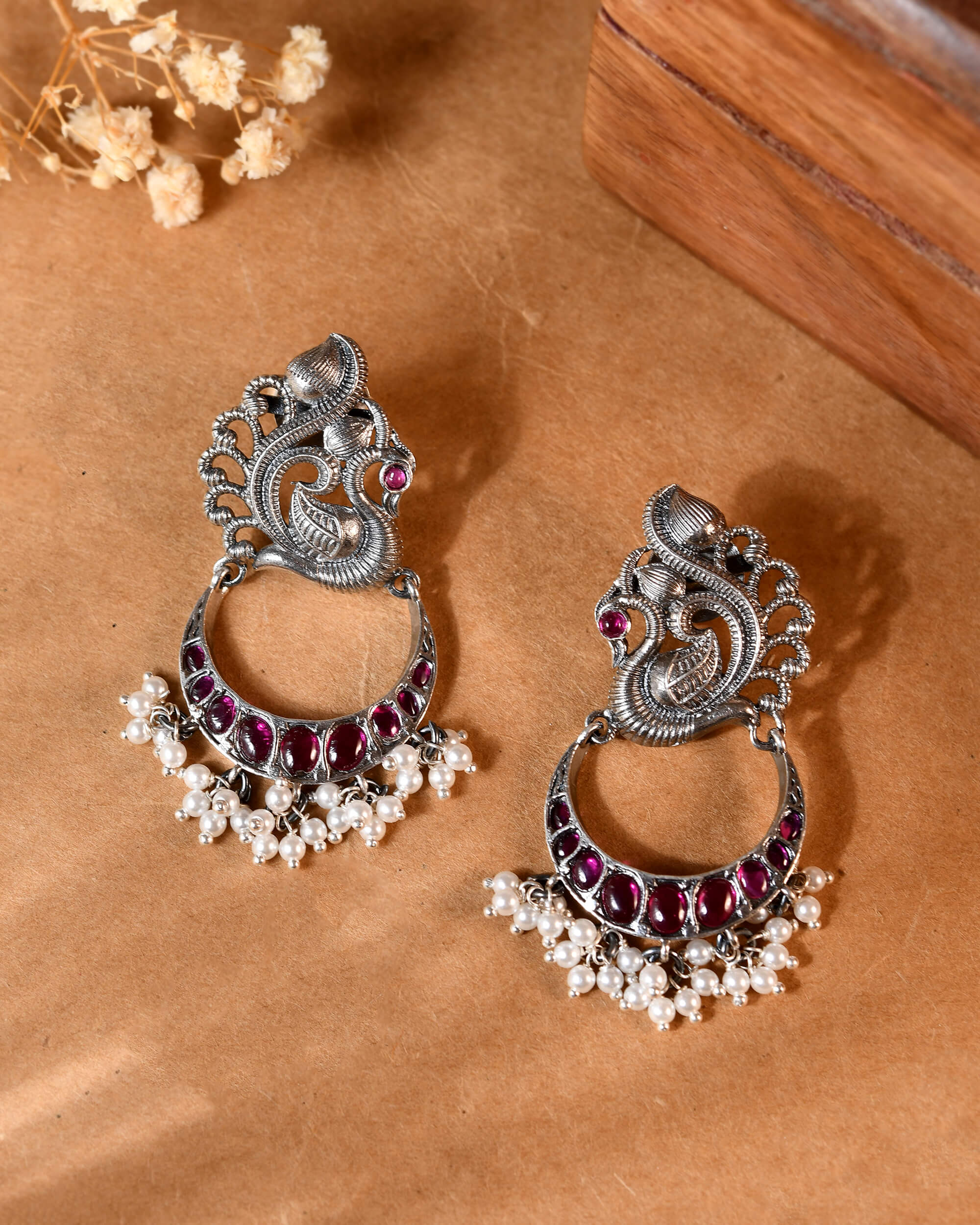 Mor Silver Chandbali - Image 2