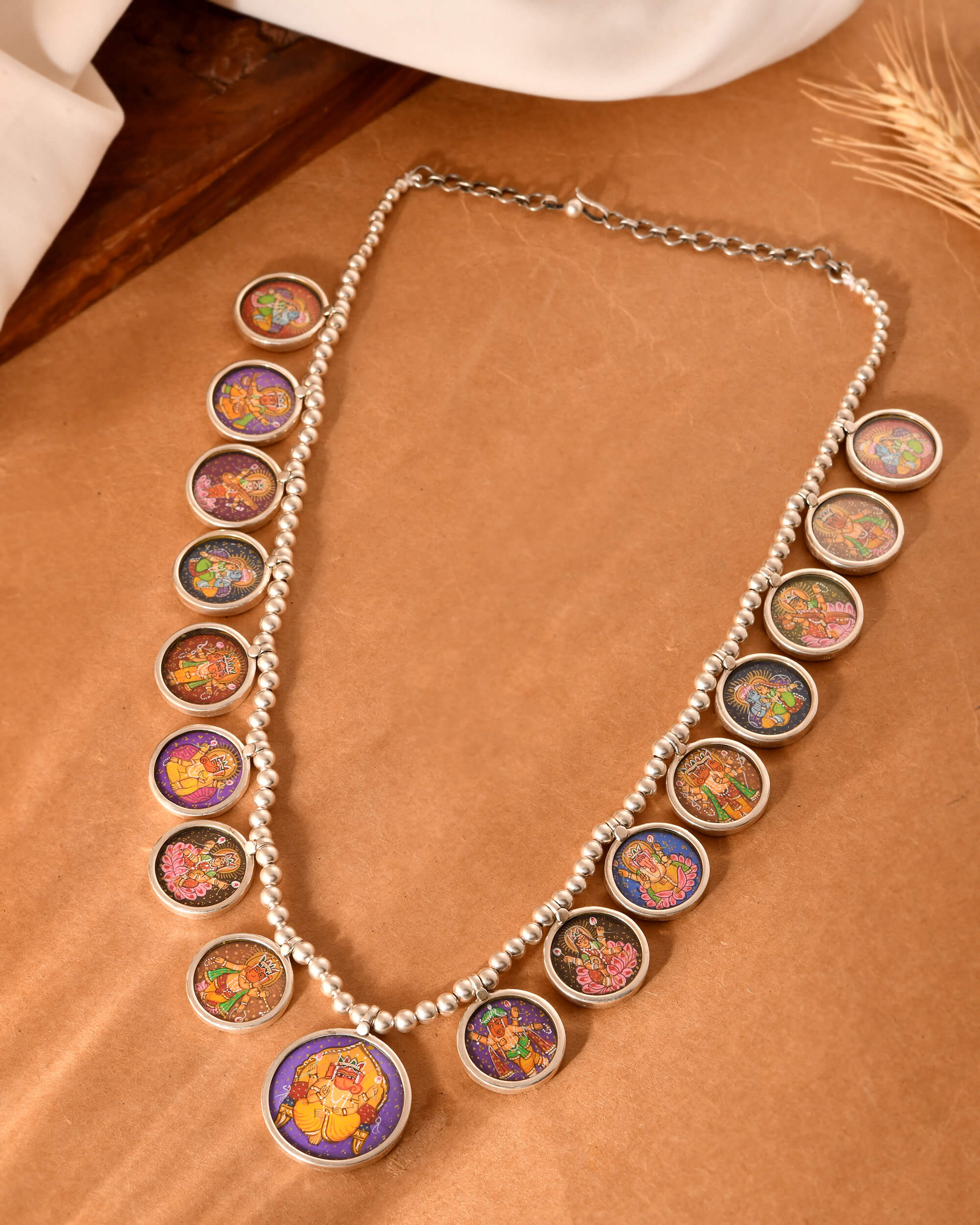 Hand Painted God Silver Necklace - Image 2