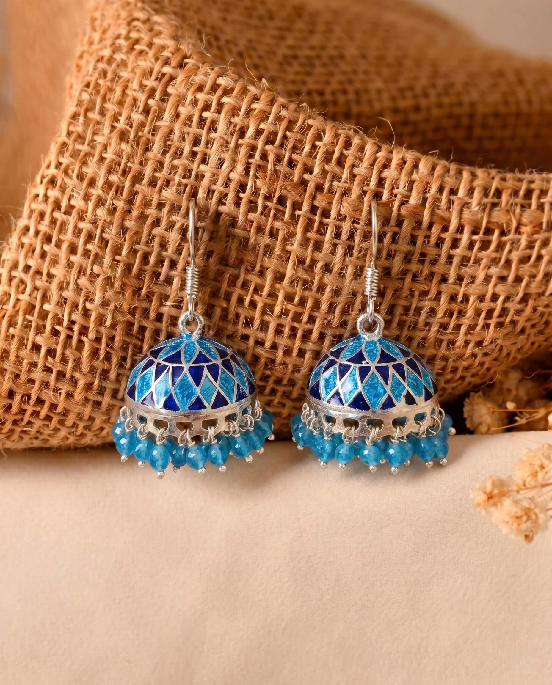 Nila Silver Jhumka