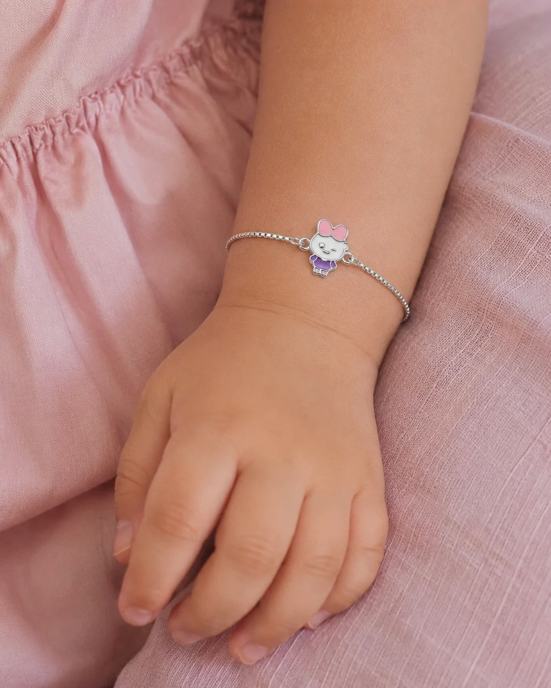 Pretty in Pink Doll Silver Bracelet - Image 2