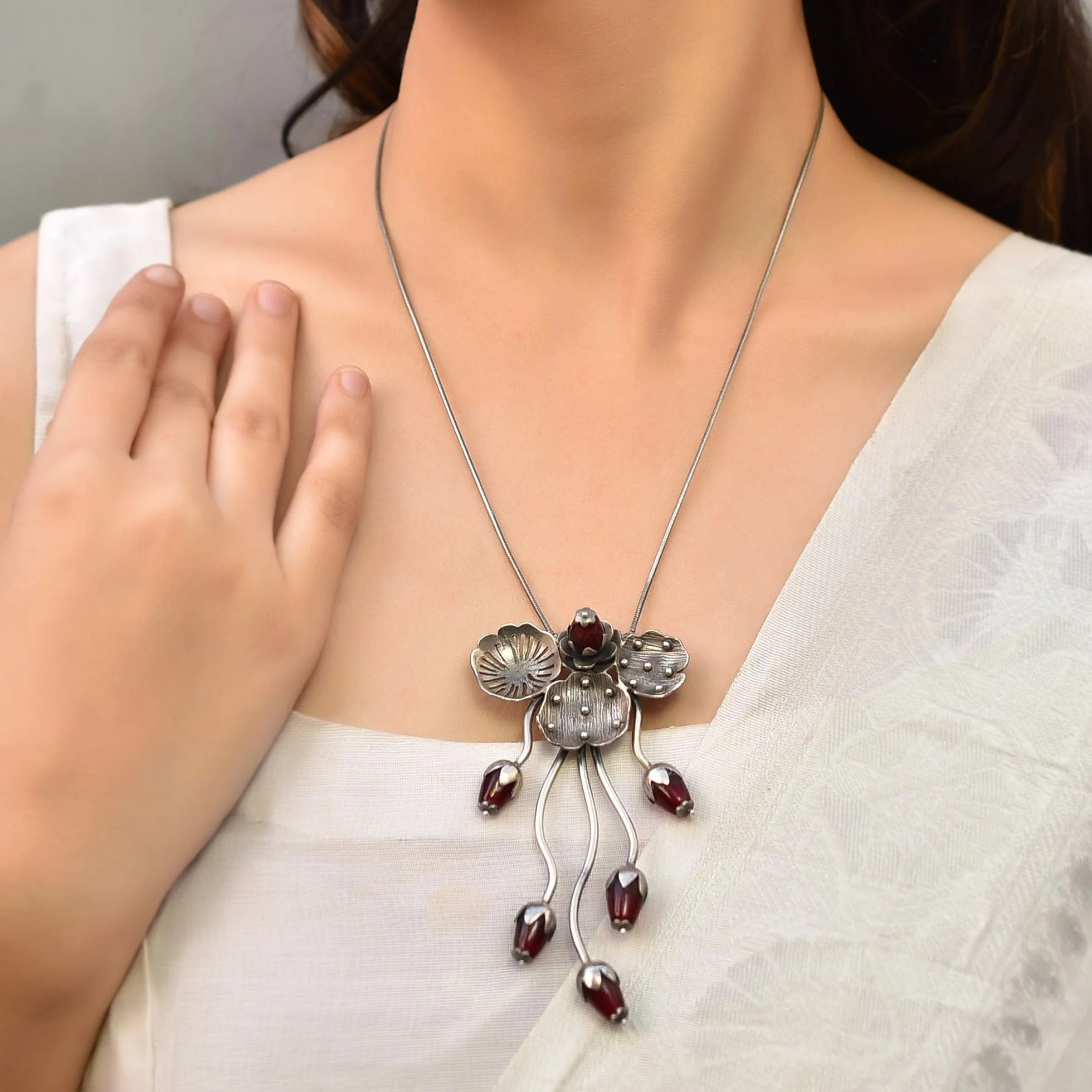 Pushp Silver Pendant
