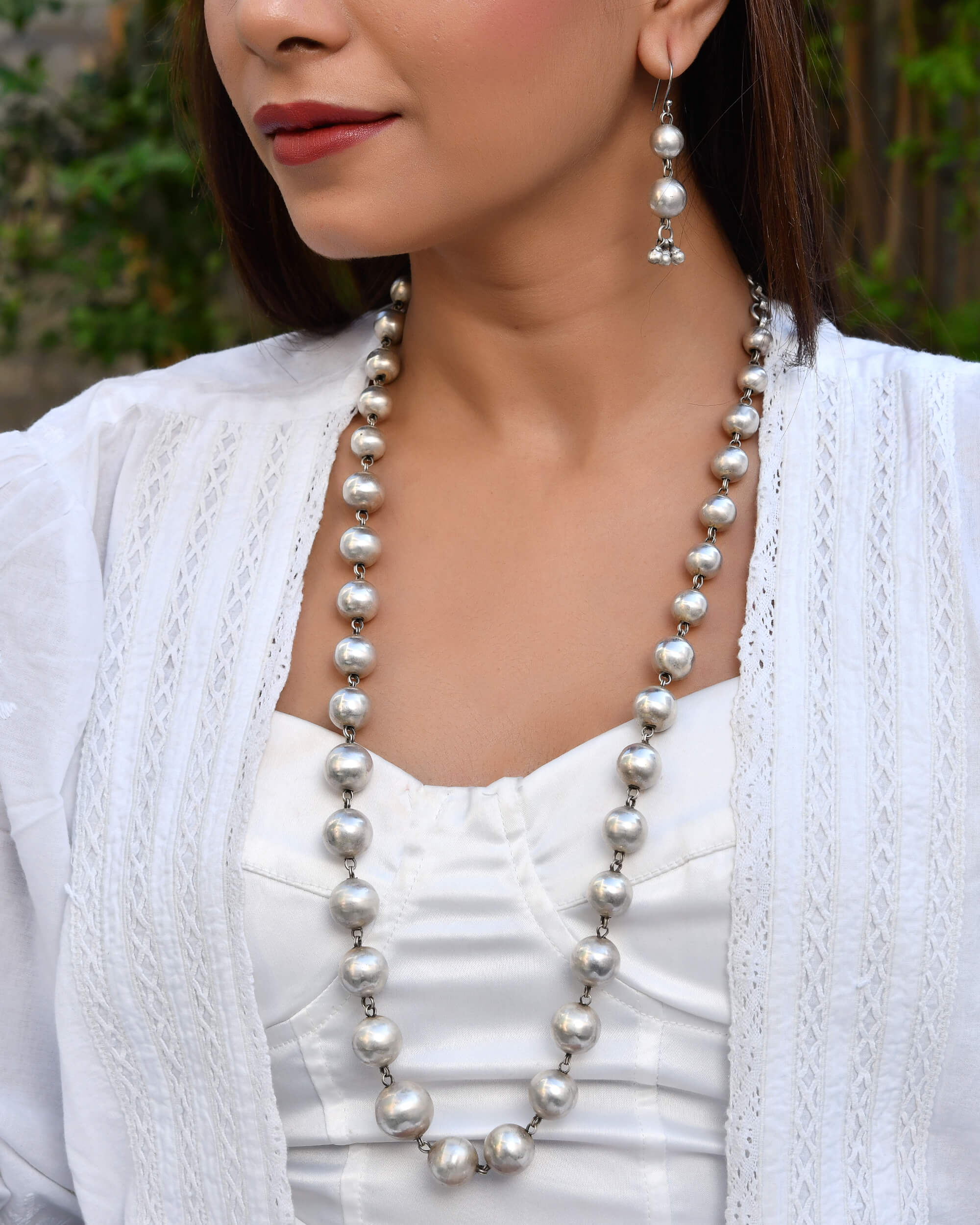 Round beads silver Necklace - Image 2