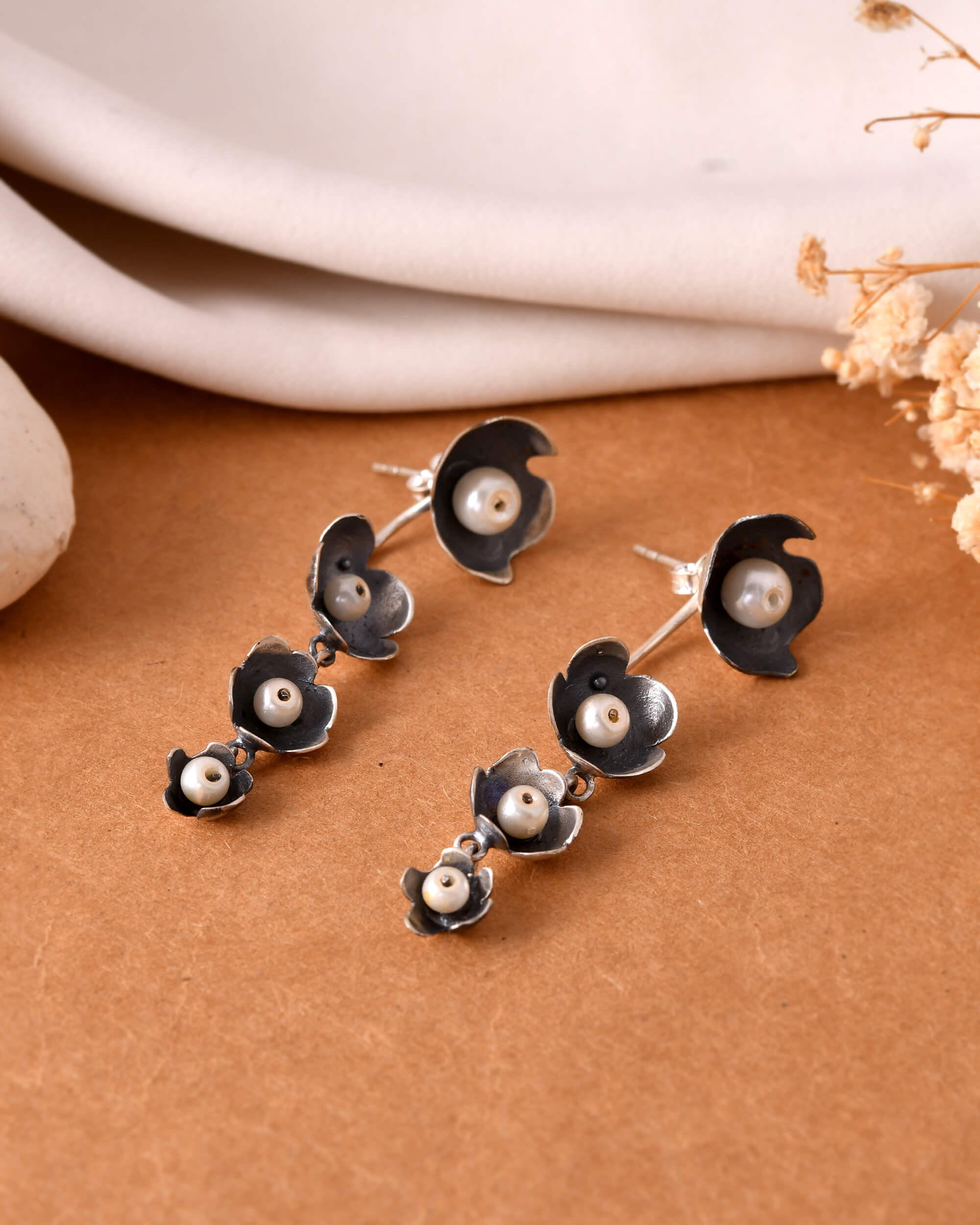 Shankh silver earrings latkan - Image 3