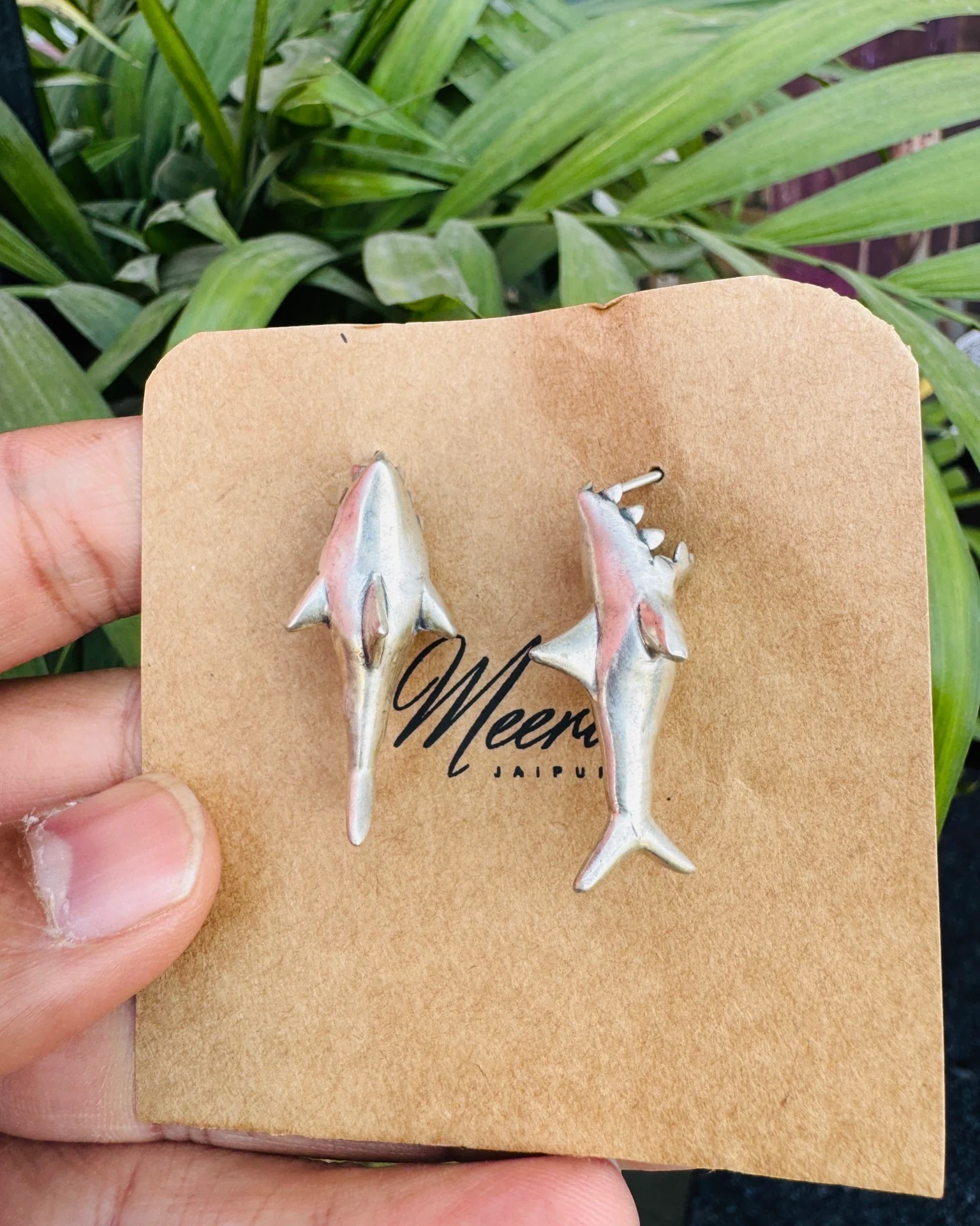 Shark silver earrings studs - Image 5