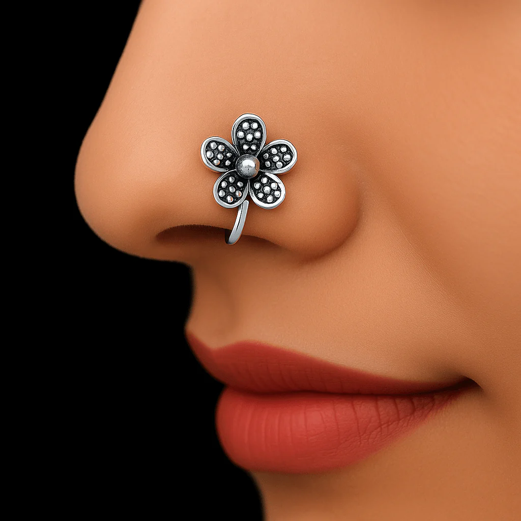Silver nose pins combo of 4 - Image 9