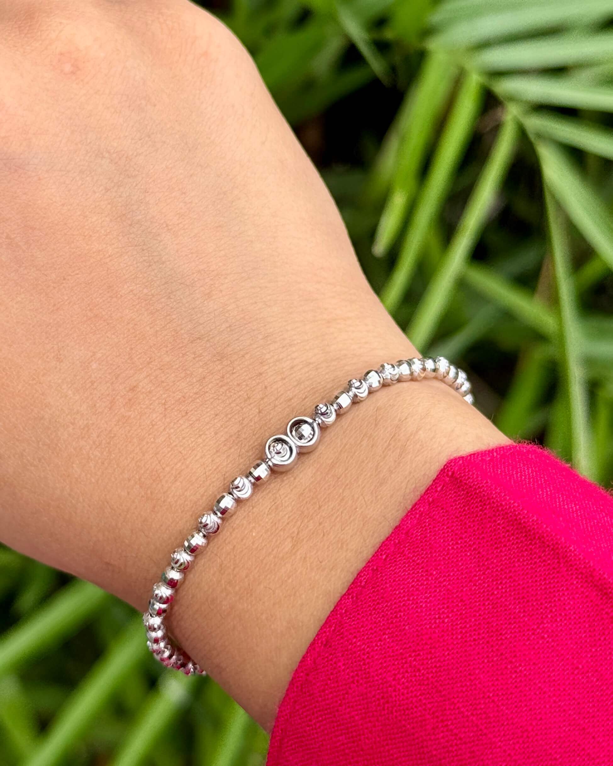 Sparkle Dot Chain Silver Bracelet - Image 3