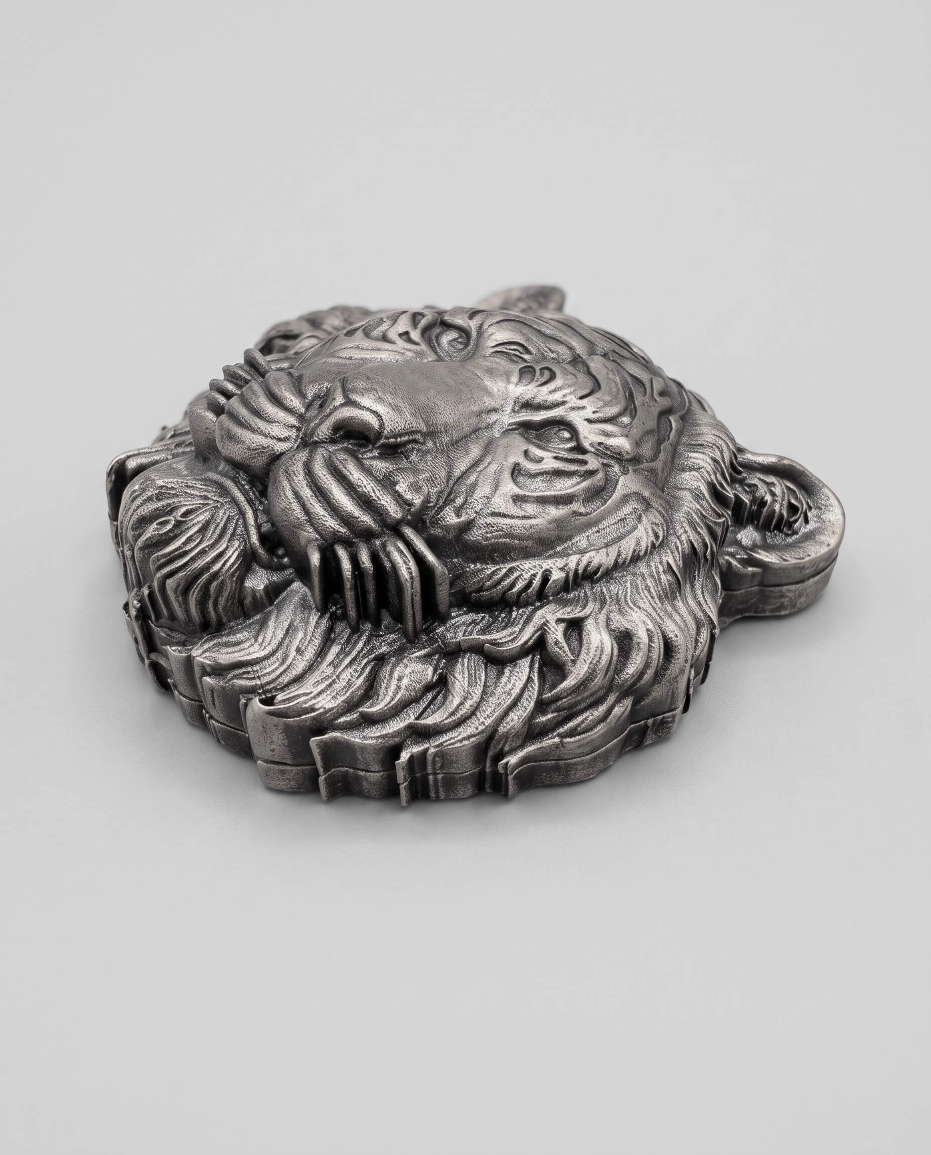 Tiger Face Silver Brooch - Image 3