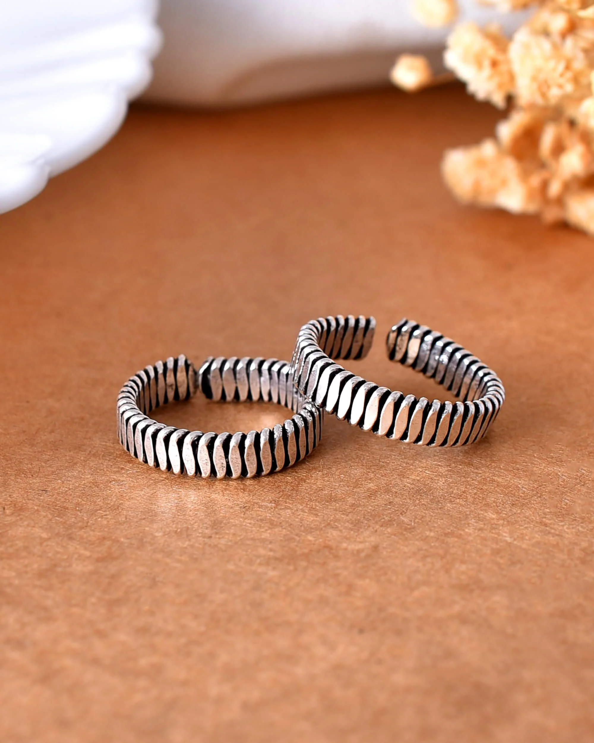 Tribal silver toe ring